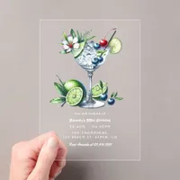 Lime Berry Martini Clear Modern Tropical Birthday Acrylic Invitations