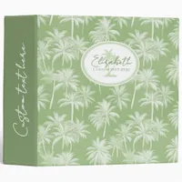 Hawaiian Palm Tree Silhouette Pattern Green ID1093 3 Ring Binder