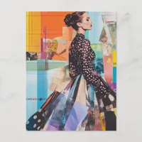 A Colorful Fashion lady Collage Postcard