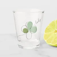 Lucky Four Leaf Clover Minimalist Line Art   Shot Glass