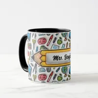 Cute Adorable Teacher Name 3D Inflated Look Design Mug