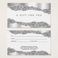 Silver Glitter Diamonds Glam Gift Card