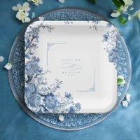 Chinoiserie Floral Border Wedding ID1094 Paper Plates