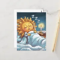  whimsical sunshine in bed  postcard