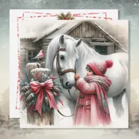 Little Girl and her Horse Personalized Christmas Holiday Card