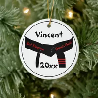 Martial Arts 3rd Degree Black Belt (Red) Ceramic Ornament