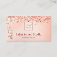 Rose gold pink ballet studio school logo business card