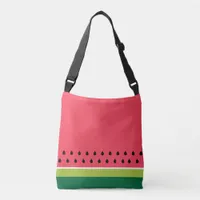 Funky Pink Green Watermelon Slice and Pips Fruit Crossbody Bag