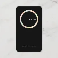 Modern Black Holographic Circle Business Card