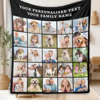 Custom Photo Collage Personalized Black 25 Picture Fleece Blanket