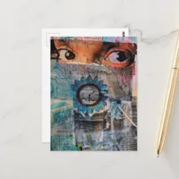 The Eyeballs abstract junk journal Collage Postcard