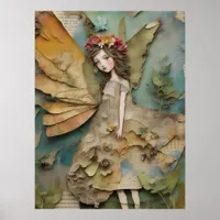 Adorable Fairy Mixed Media Collage Poster