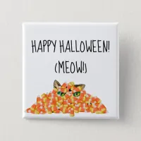 Cat in the Candy Corn Funny Halloween Button