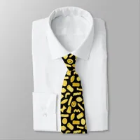 Italian Food Pasta Patterned Black Neck Tie