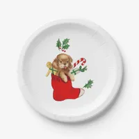 Christmas Puppy Retro Paper Plates