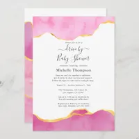 Pink and Gold Agate Drive By Shower Invitation