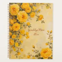 Yellow Roses Floral Spiral-Bound Planner Spring