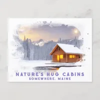*~* Snowy Woods Cabin Sunrise AP49 Mountains Postcard