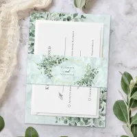 Marble Eucalyptus Greenery Gold Elegant Wedding Invitation Belly Band