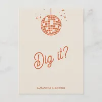 Retro Groovy 70s Cute Ivory Orange Disco RSVP Postcard