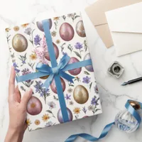 Pretty Patterned Springtime Colorful Easter Eggs Wrapping Paper