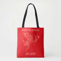 Minimalist Happy Valentine's My Love on red | Tote Bag