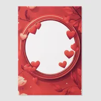 Round Frame of Red Hearts Vellum Invitations