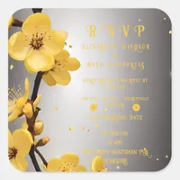 Blossoms of Love" Wedding Invitation Collection Square Sticker