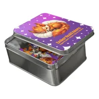 Cute Fox Cub Asleep in Starry Night Sky Jigsaw Puzzle