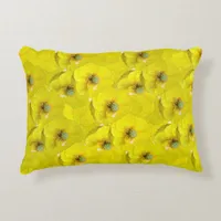 Sunny yellow corn poppy with raindrops  accent pillow