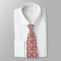 Mens Red And White Geometric Christmas Neck Tie