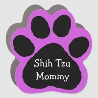 Shih Tzu Mommy Purple Paw Print Car Magnet