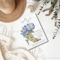 Chinoiserie Watercolor Floral Heel Bridal Shower  Invitation