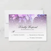 *~* Floral Glitter Purple Modern AR10 Wedding RSVP