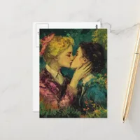 Women in Love Kissing Oil Painting Postcard