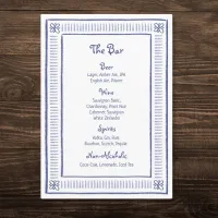 Navy Blue Quirky Playful Hand Drawn Wedding Bar Menu