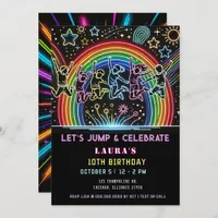 Neon Glow Trampoline Jump Bounce Birthday Invitation