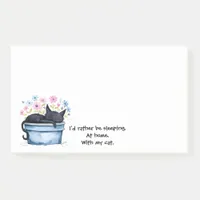 Black Cat with Flowers I'd Rather Be Sleeping Post-it Notes