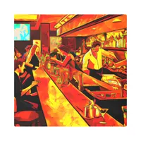 Fun Bar Scene | Bartender and Customers Metal Print