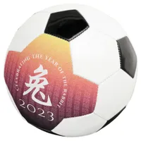 Rabbit 兔 Red Gold Chinese Zodiac Lunar Symbol Soccer Ball