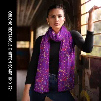 Party Celebration Colorful Confetti Purple Chiffon Scarf