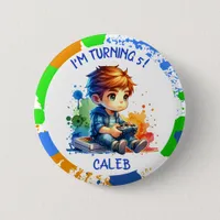 Birthday Boy's name and age Personalized  Button