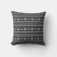 Winter Black and White Nordic Snowflake Throw Pillow