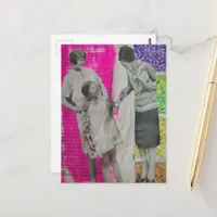 Two Vintage Women and a Girl Colorful Collage Postcard