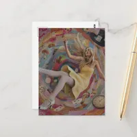 Alice Falls Down the Rabbit Hole Surreal Collage Postcard