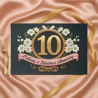 Floral 10th Anniversary Gold Number Paper Placemat
