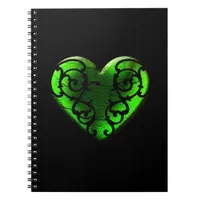 Goth St. Patrick's Day Green Heart Notebook