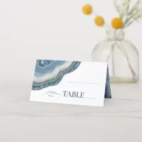 Agate Geode Glitter Wedding Table Dusty Blue ID647 Place Card