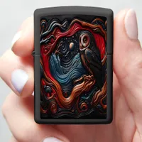 Colorful Owl in a Mystical Night Landscape Zippo Lighter