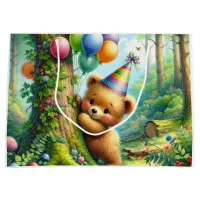 Cute Cartoon Baby Bear Cub Birthday   Large Gift Bag